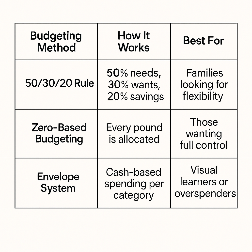 Table indicating Proven Budgeting Practices Among Families