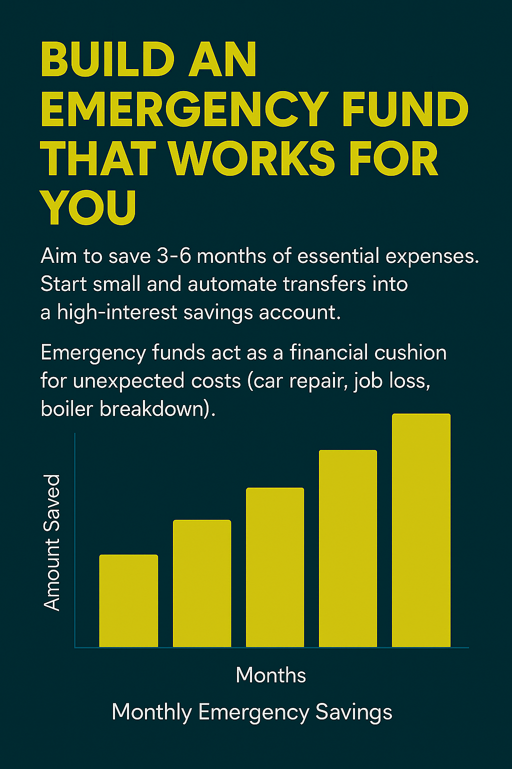 Graph showing monthly emergency savings build-up